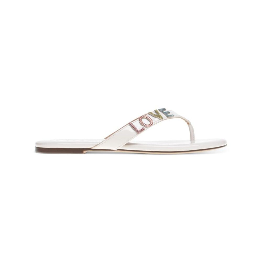 WILD PAIR Womens White Fantasia Round Toe Slip On Thong Sandals 9 M